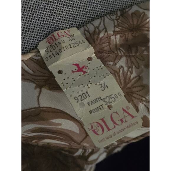 Vintage 1960's Olga Sleeping Pretty Full Length Fawn Print Nightgown, Sz 34, NWT - Picture 3 of 10